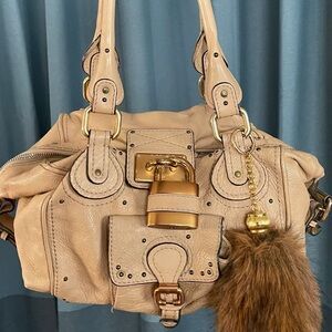 Authentic Chloé Paddington Bag with Padlock 2006 Grained Calfskin Leather